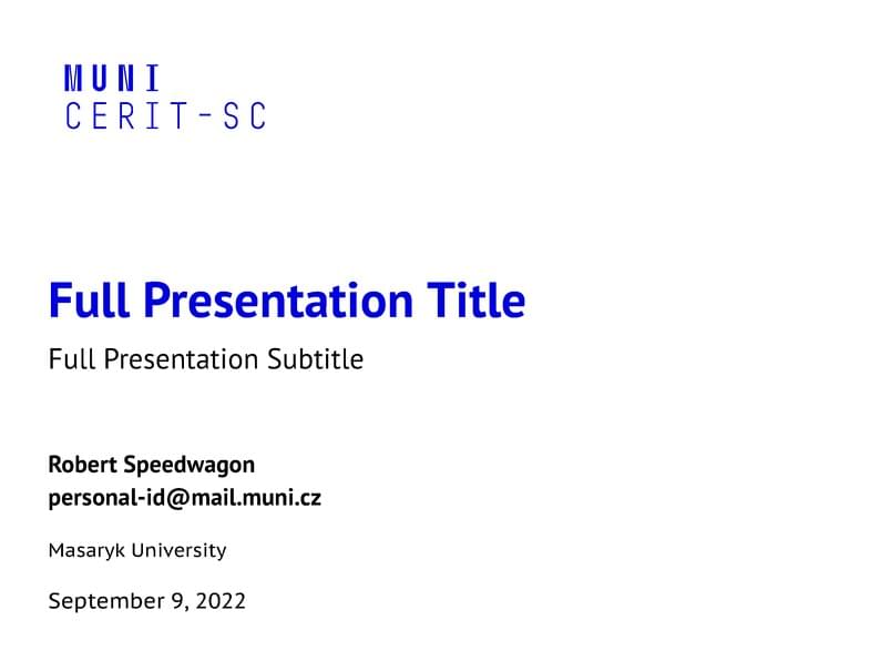 A Beamer Theme for the Masaryk University infrastructure Cerit-SC