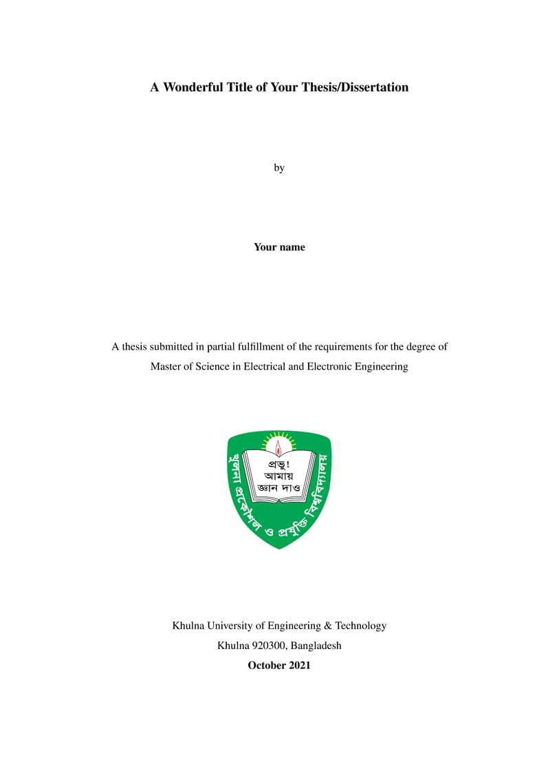 KUET Postgrad (MSc-MScEng-MPhil-PhD) Thesis-Dissertation