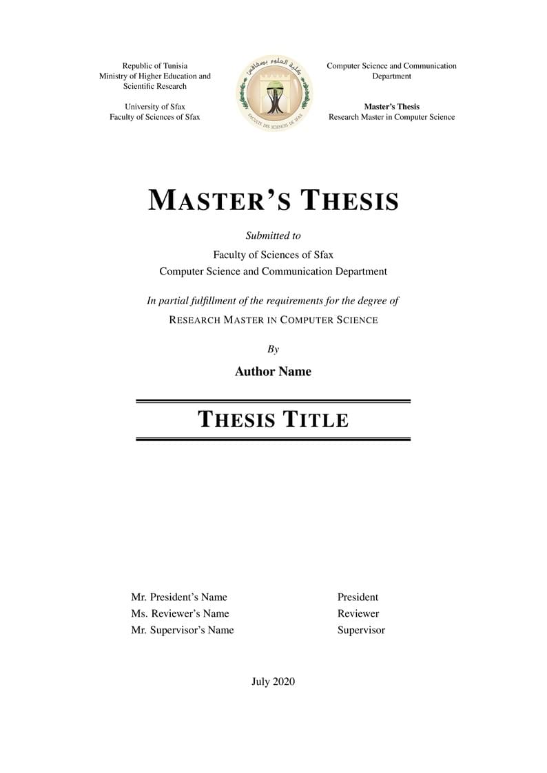 Faculty of Sciences of Sfax (FSS) Report Template