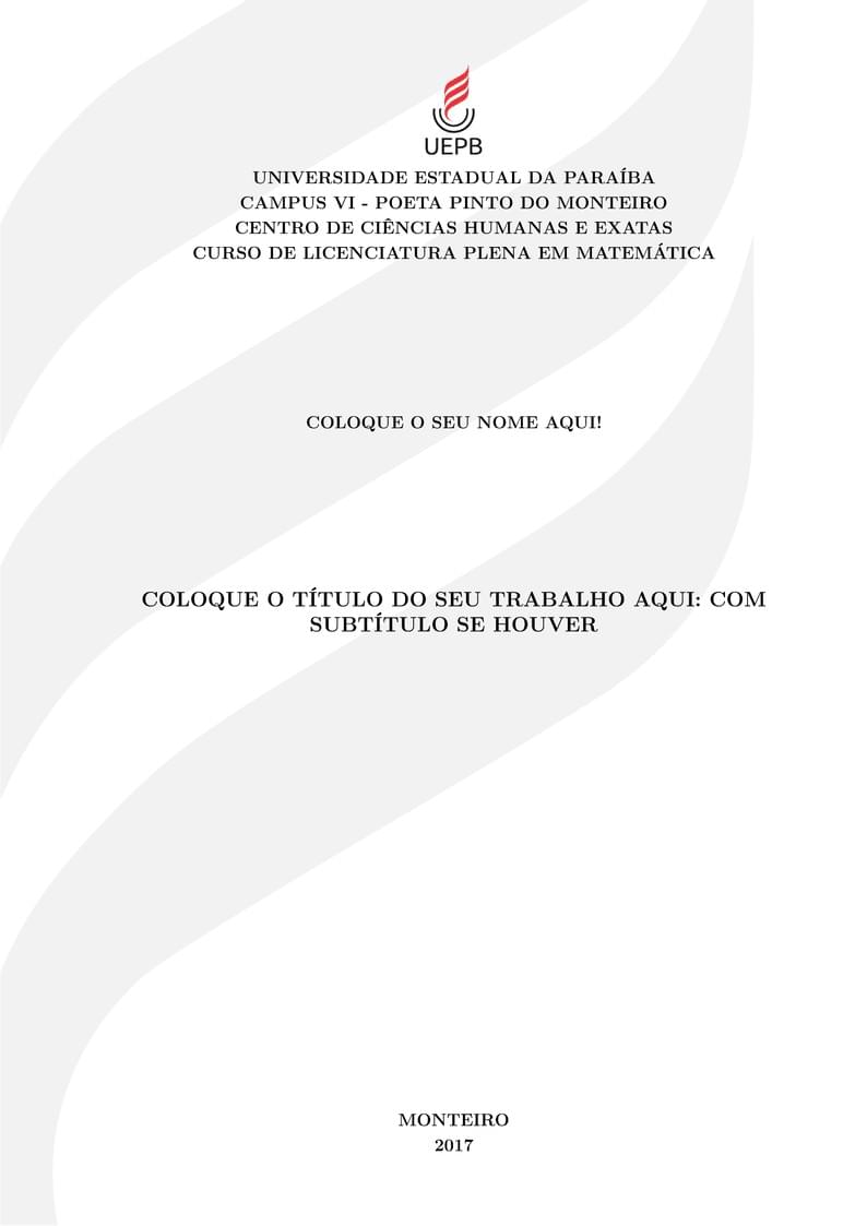 CCHETeX - Modelo para TCC do CCHE / UEPB