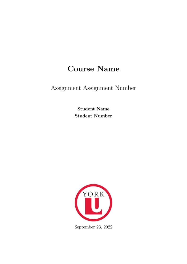York University (Lassonde) Assignment Template