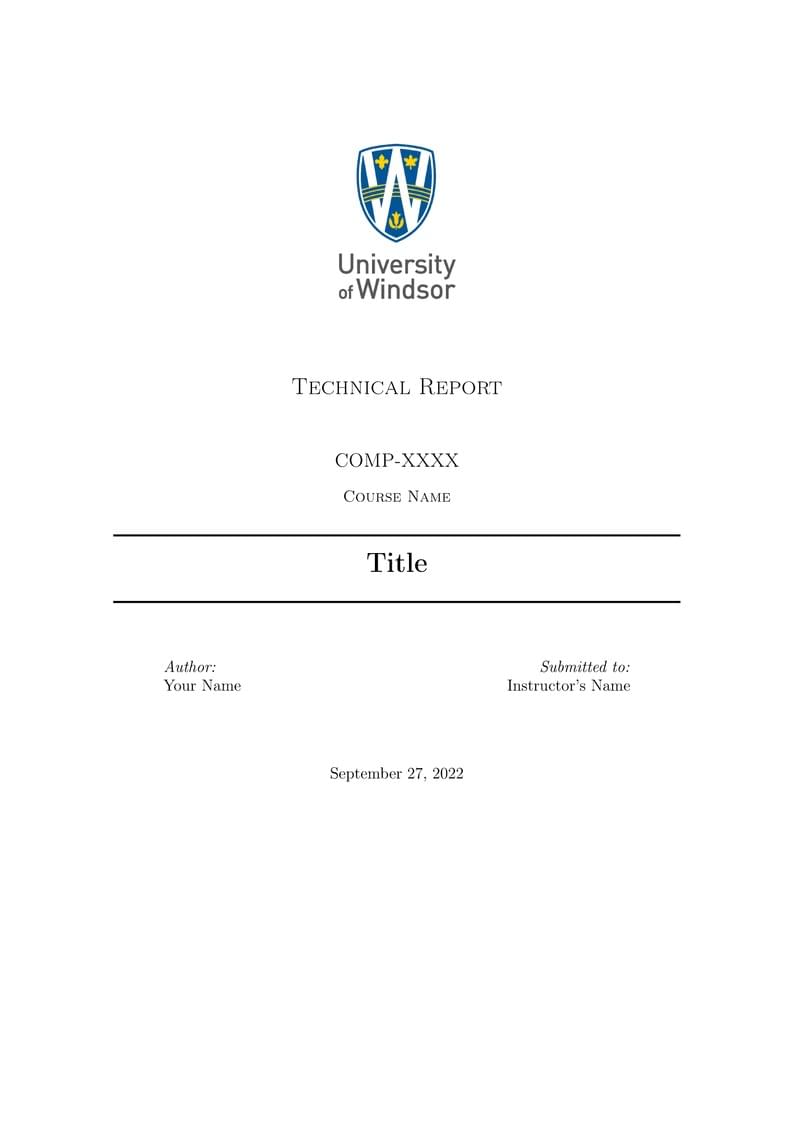 Cover Page- Technical Report