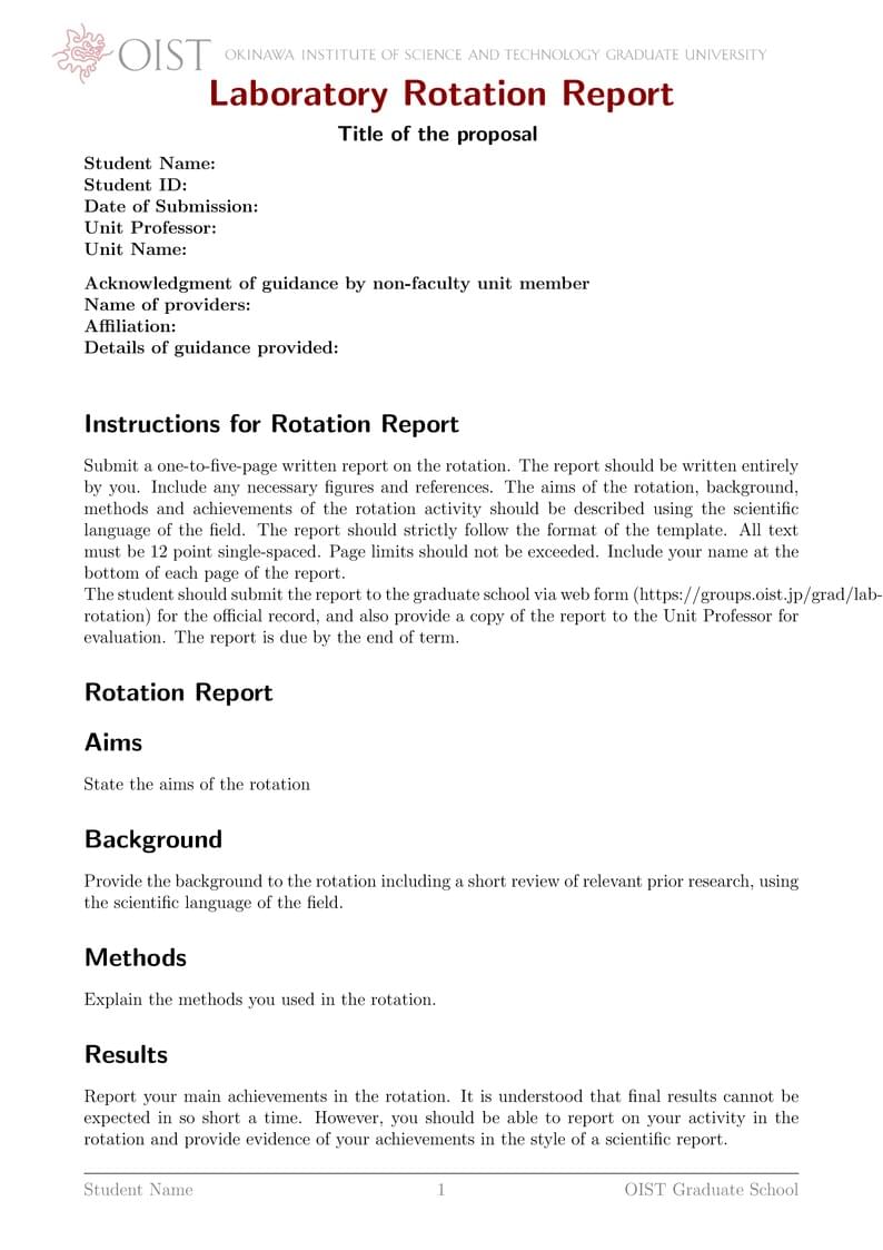 OIST LaTeX Template: Lab Rotation Report
