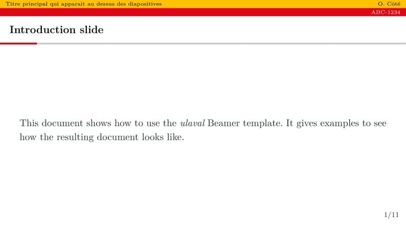 Template Beamer Université Laval (métropolis)