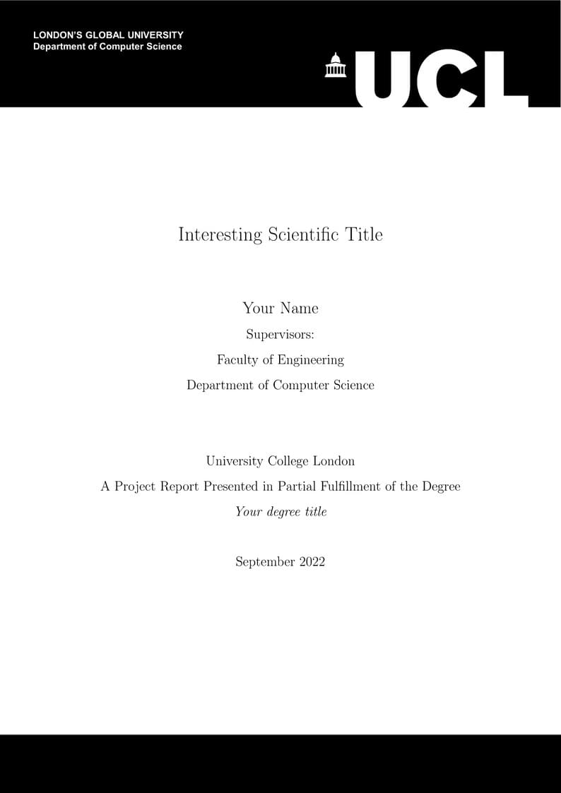 UCL Master's Thesis Template