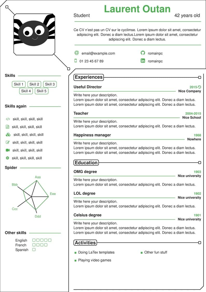 Printable Spider CV