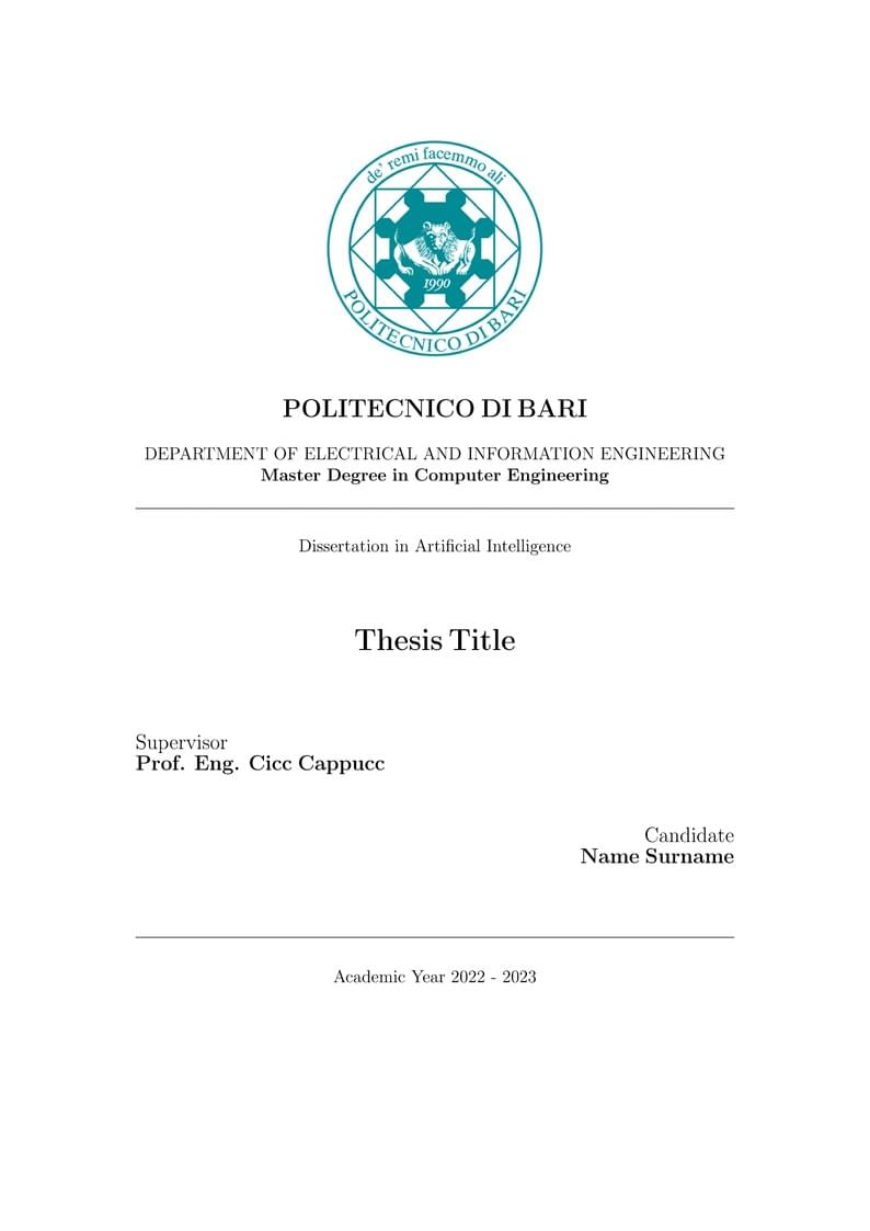 Politecnico di Bari - SisinfLab Thesis Template