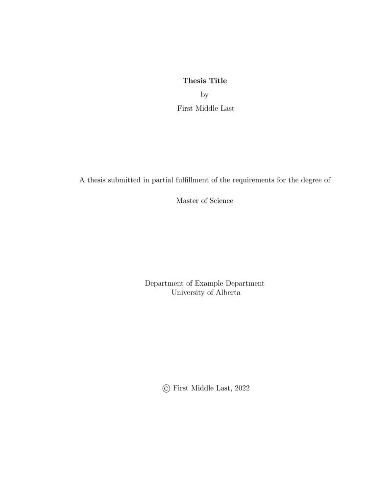 University of Alberta LaTeX Thesis Template