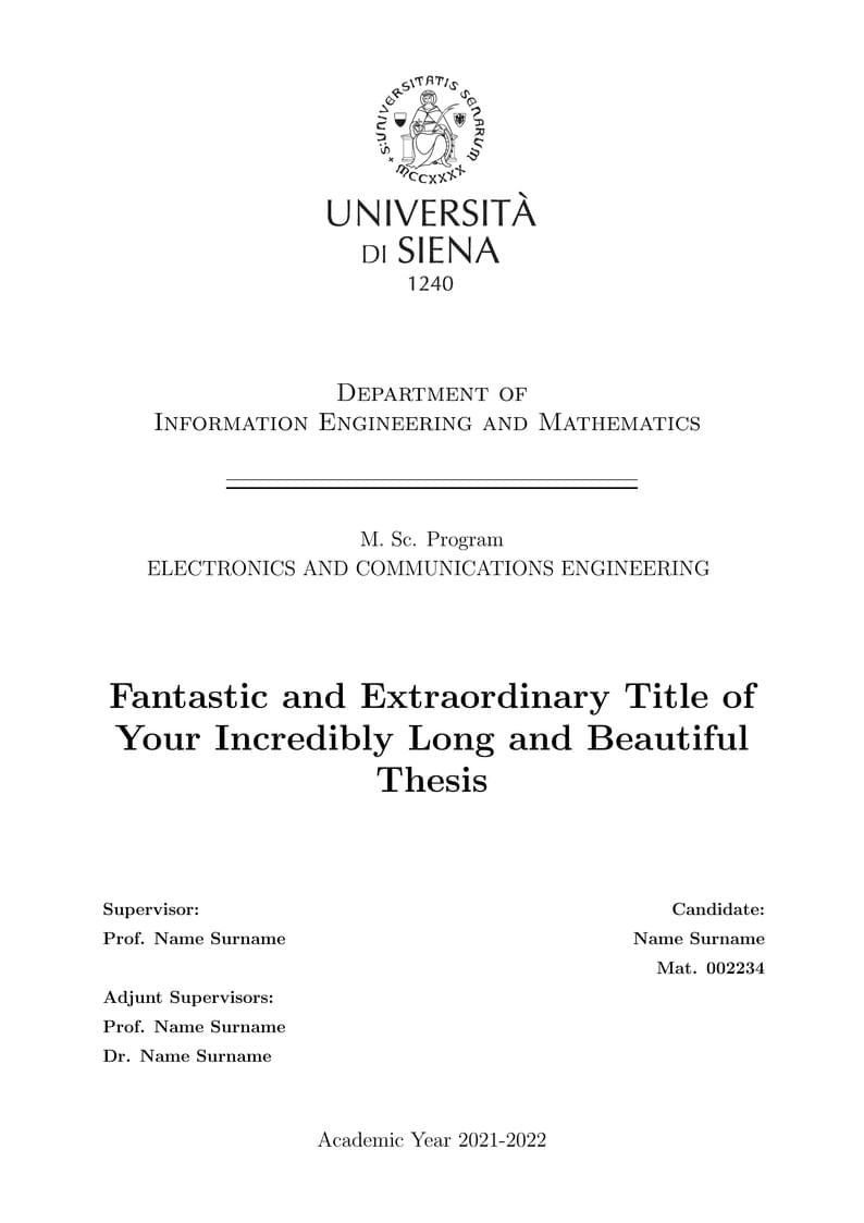 Thesis Template University of Siena - Italy
