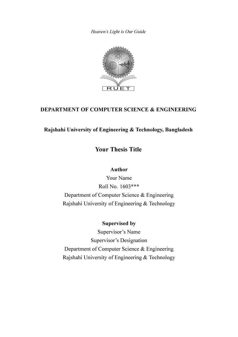 CSE RUET B.Sc. Thesis Template