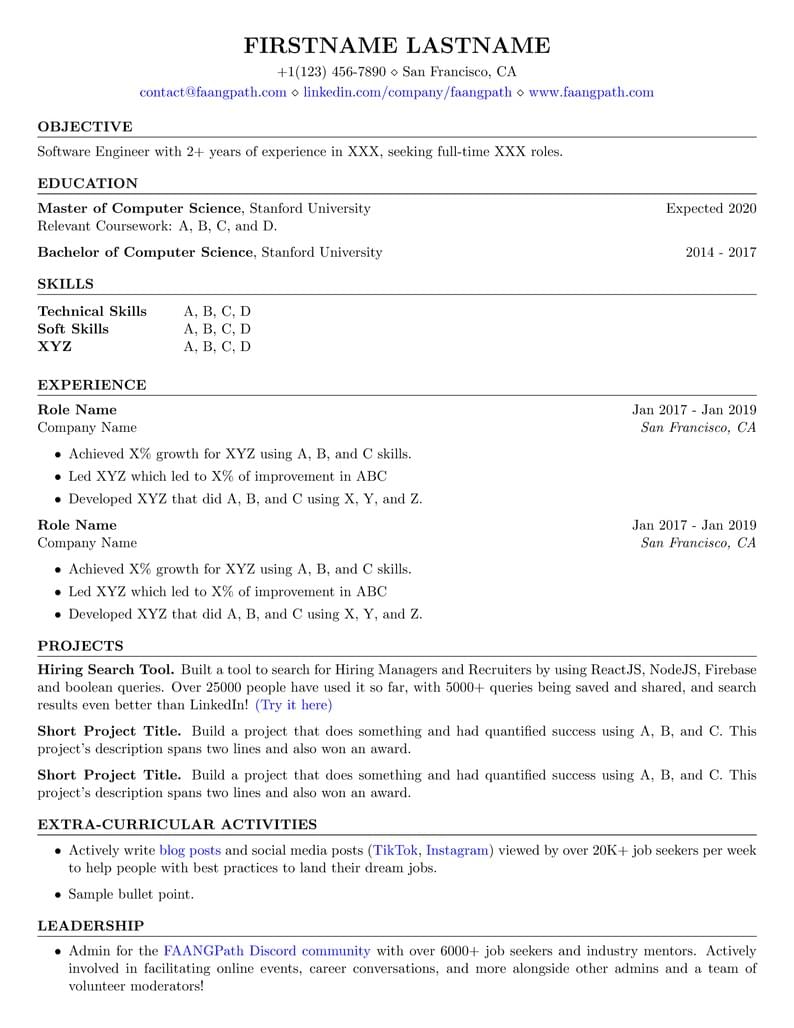 FAANGPath Simple Template
