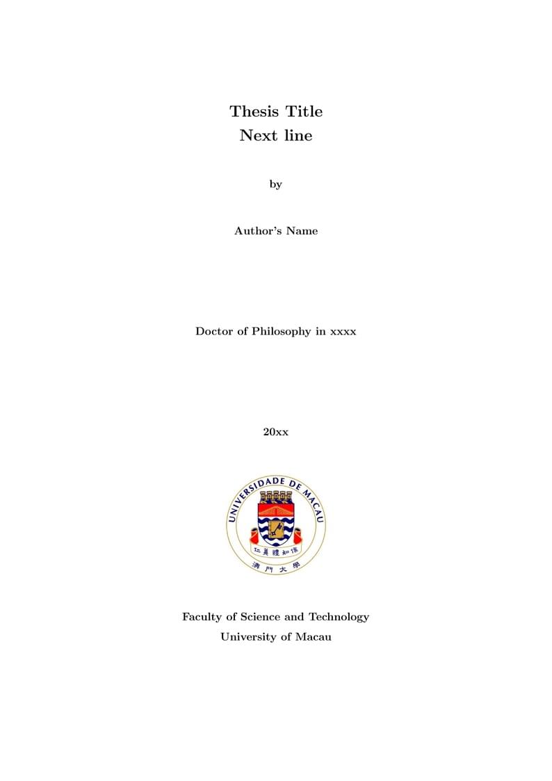 University of Macau PhD Thesis Latex Template