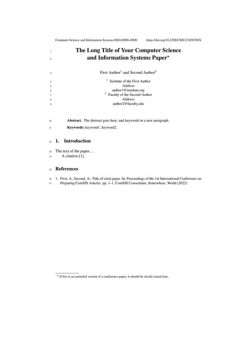 Computer Science and Information Systems (ComSIS)