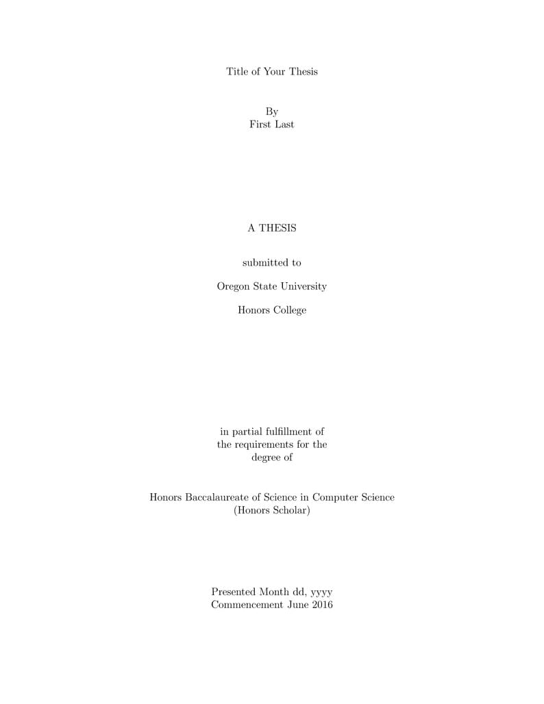 Oregon State University - Honors College Undergraduate Thesis Template