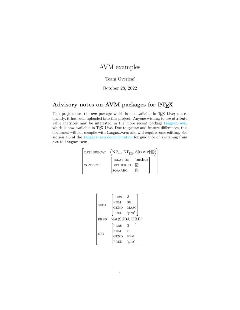 Examples of attribute value matrices