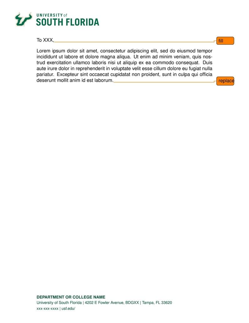 University of South Florida (USF) Letterhead - November 1st, 2022