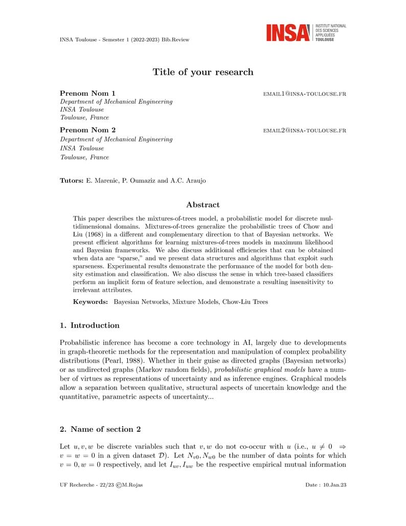 Template for UF Recherche - Bib Review - INSA Toulouse - DGM