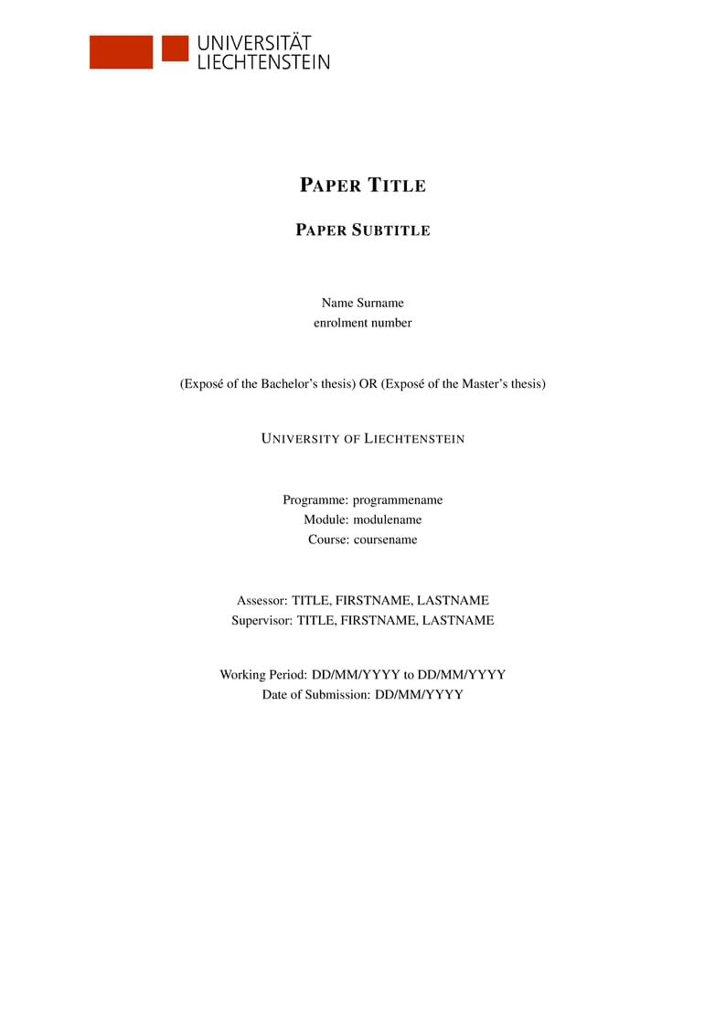 University of Liechtenstein (UniLi) - Expose Template