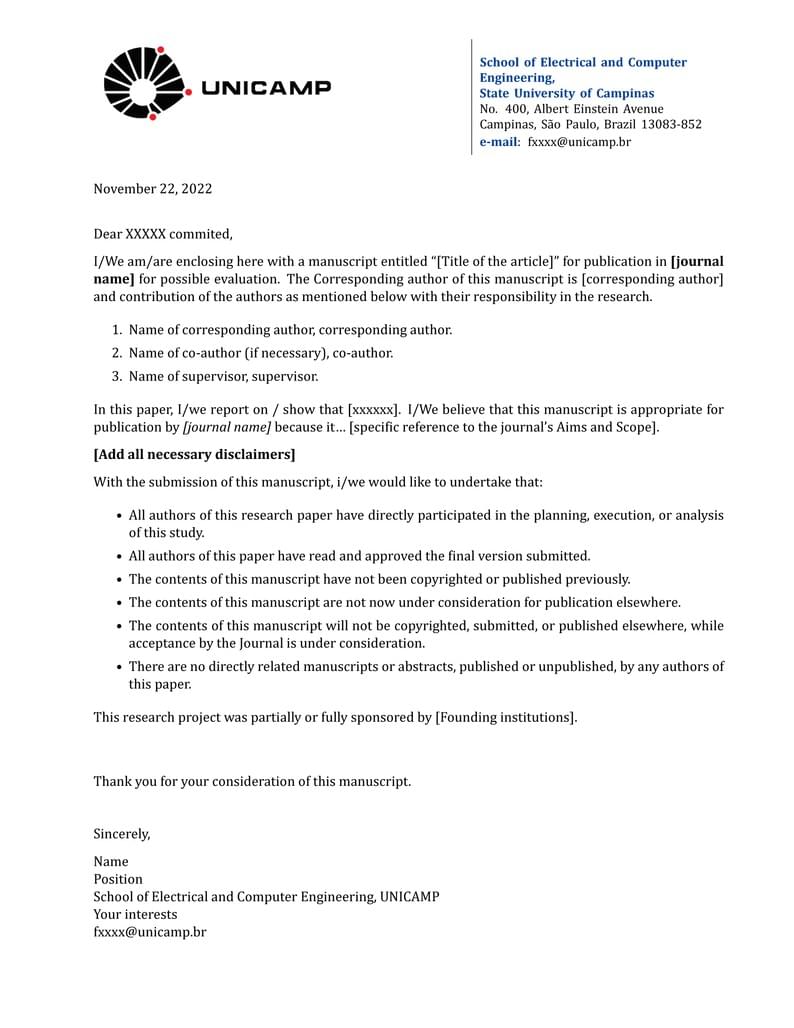 Cover Letter Unicamp