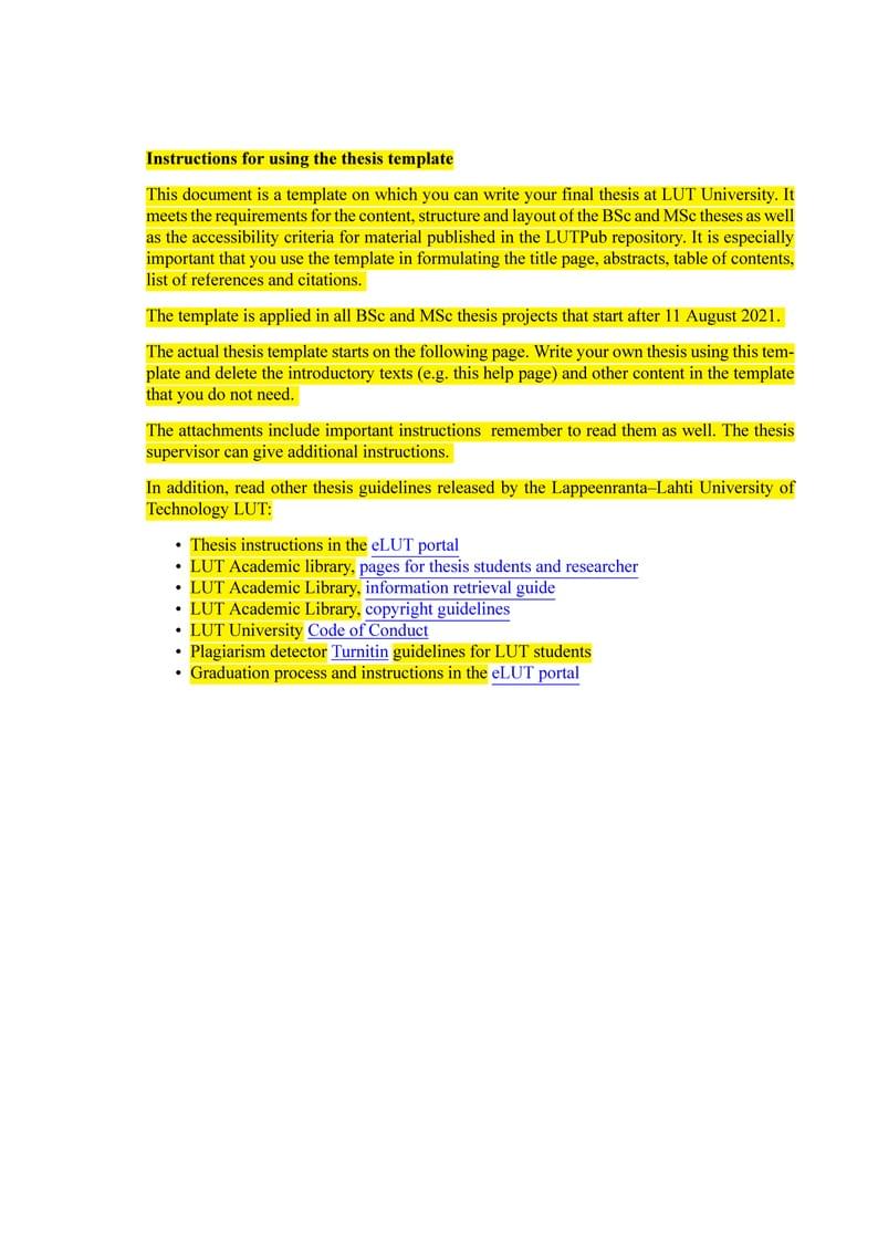 LUT Thesis Template