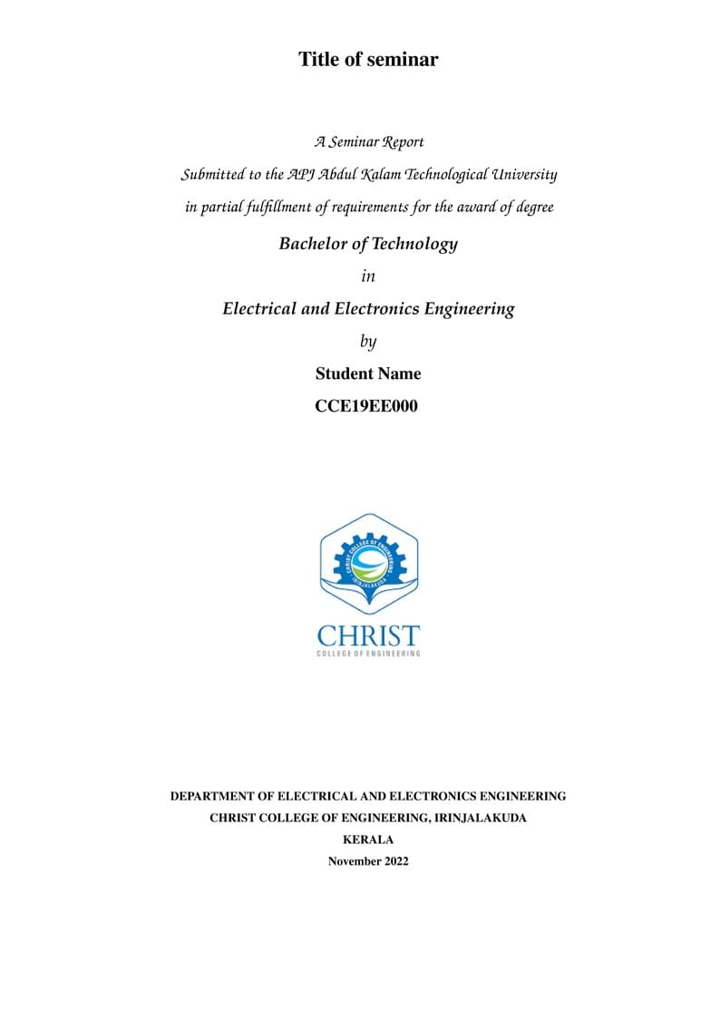 KTU BTech Seminar Report CCE