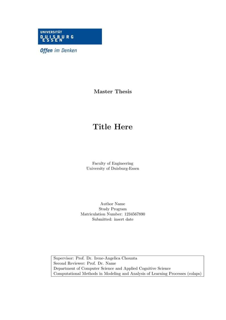 Colaps Master Thesis Template, UDE