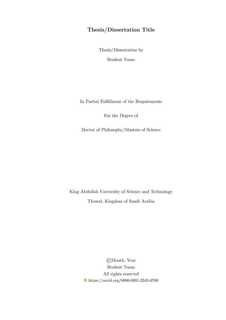 KAUST Official Thesis Template