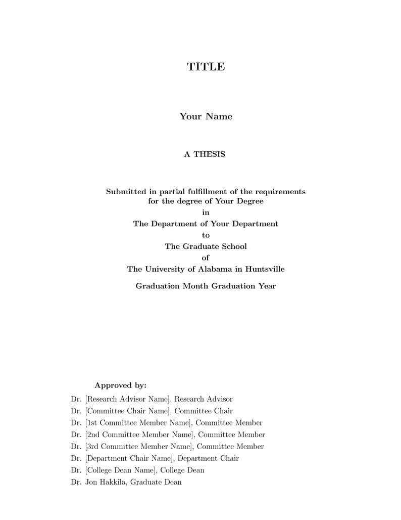 University of Alabama in Huntsville (UAH) Thesis and Dissertation Template