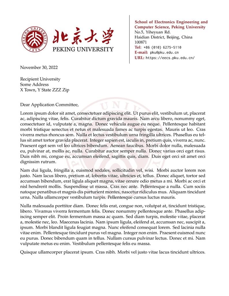 PKU Letter Template