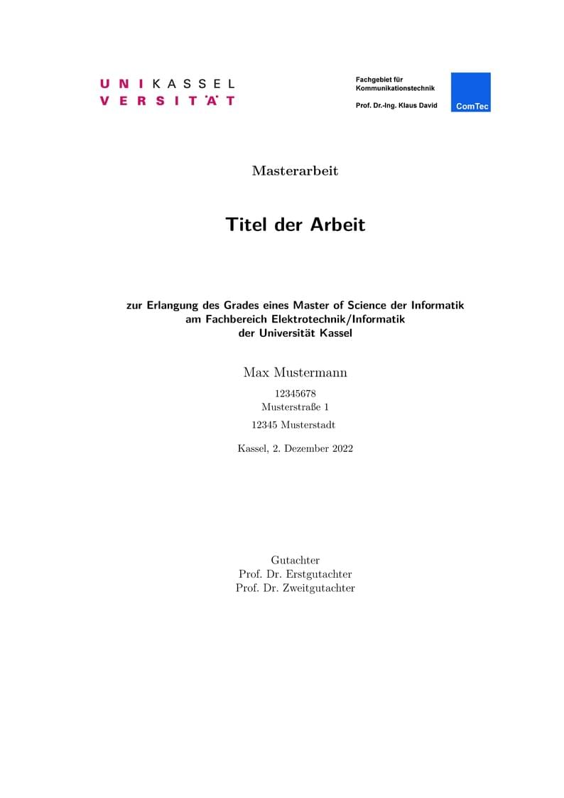 Latex Vorlage Abschlussarbeiten ComTec 2022