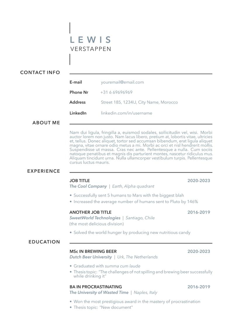 Minimal Academic CV Template