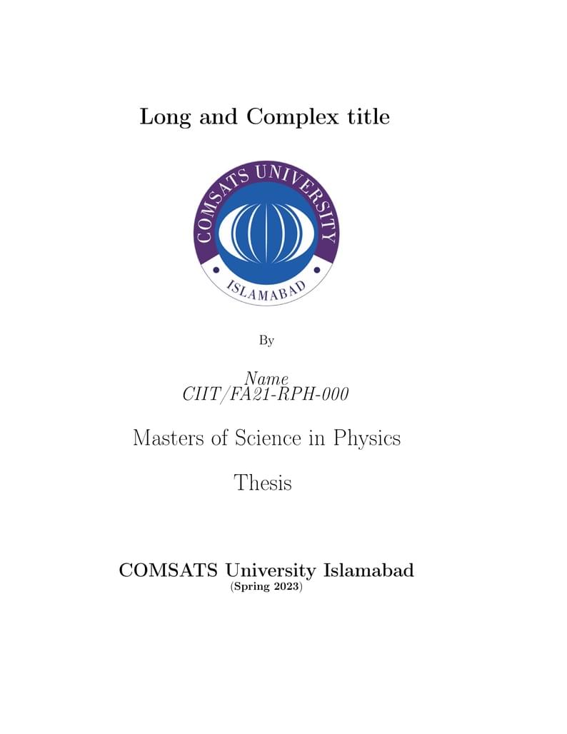 Thesis format for Bachelors and Masters Program of Physics Department CUI