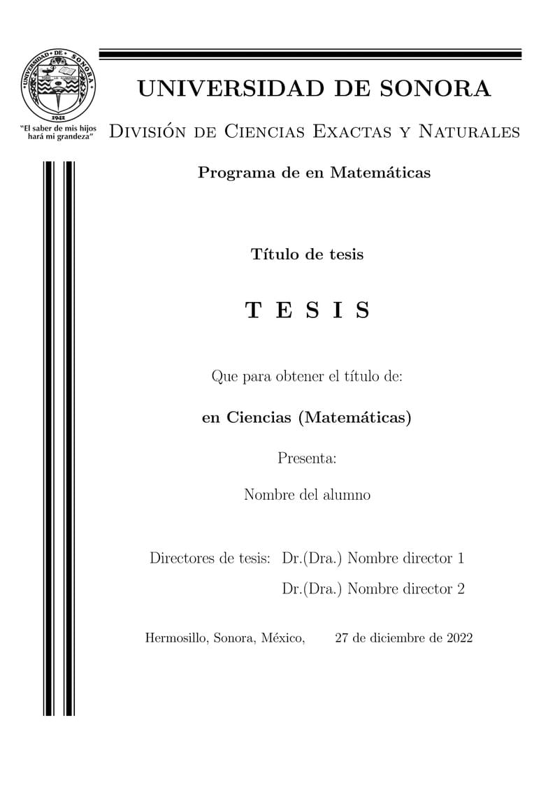 University of Sonora Mathematics Thesis Template