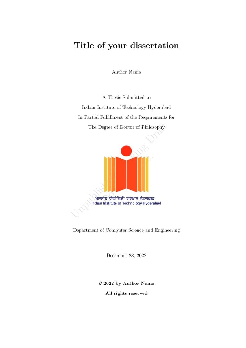 IIT Hyderabad Thesis Template