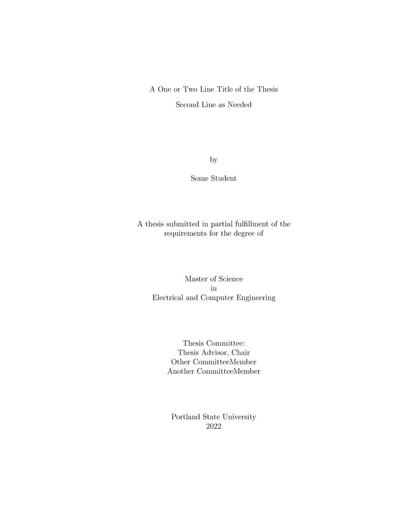 Portland State University Thesis/Dissertation Template 2022