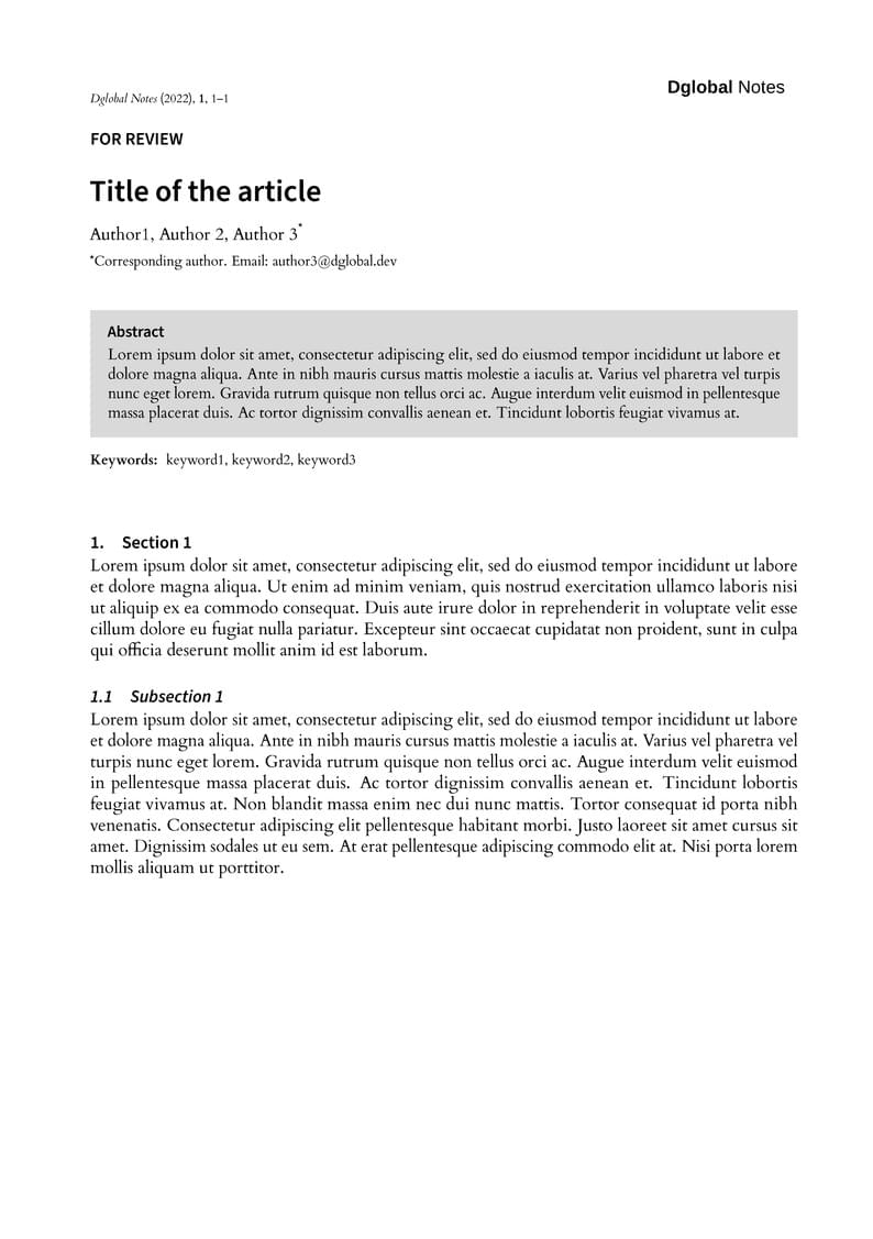 Dglobal Notes template