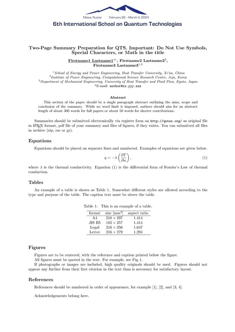 QTS Latex Template