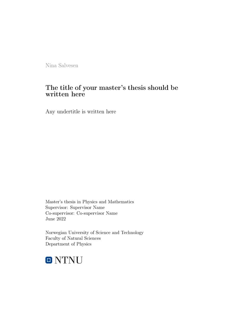 Thesis template NTNU