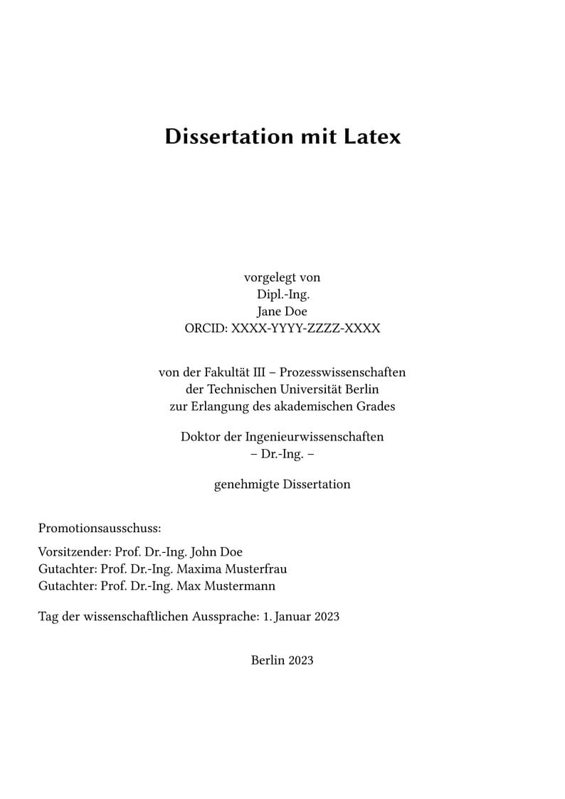 TU Berlin Fachgebiet Energietechnik und Umweltschutz Vorlage Dissertation