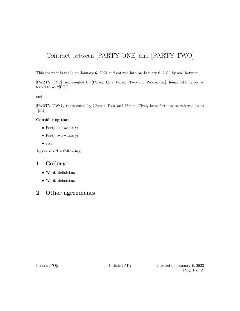 Contract template