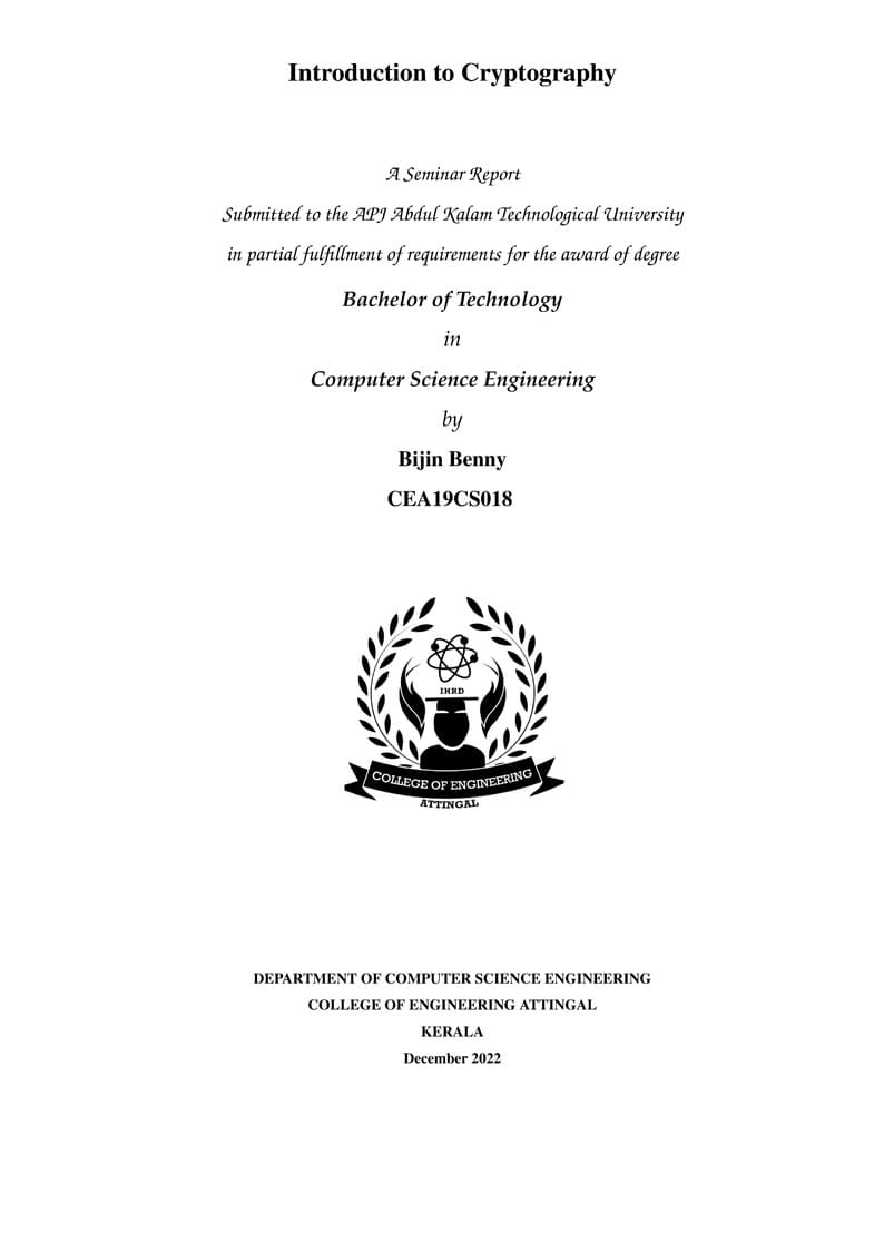KTU BTech Seminar Report template