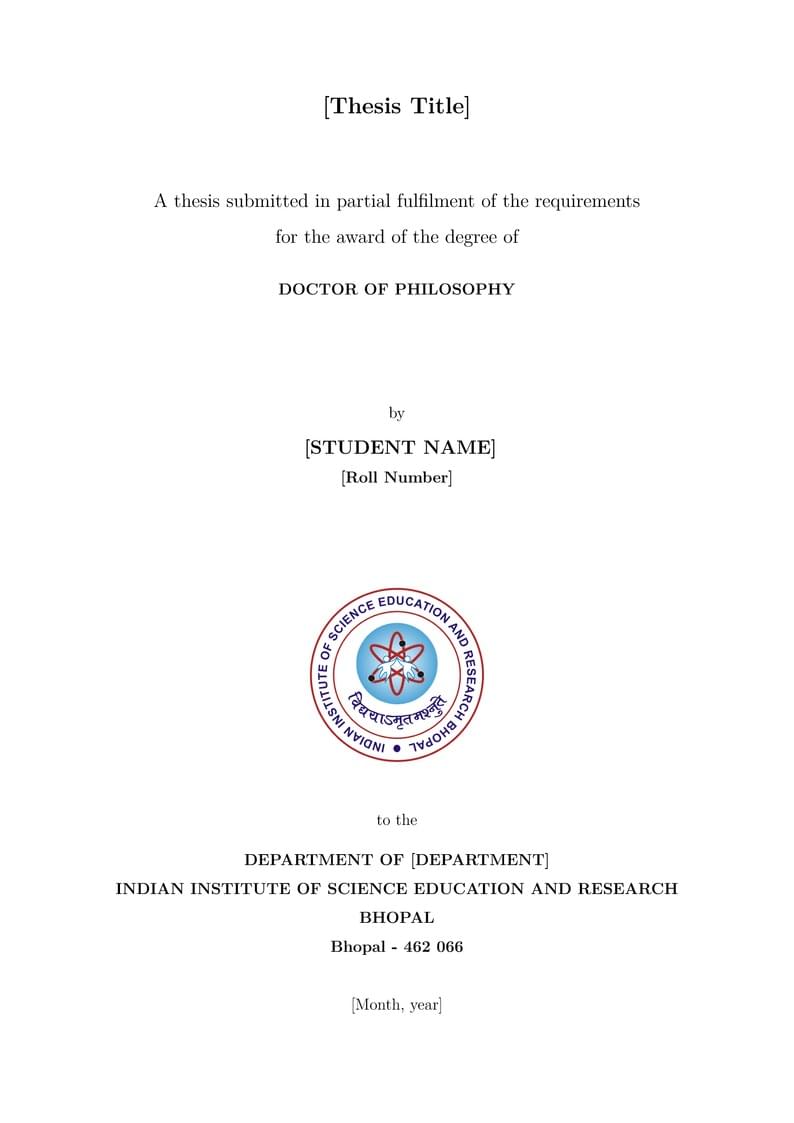PhD Thesis template IISERB