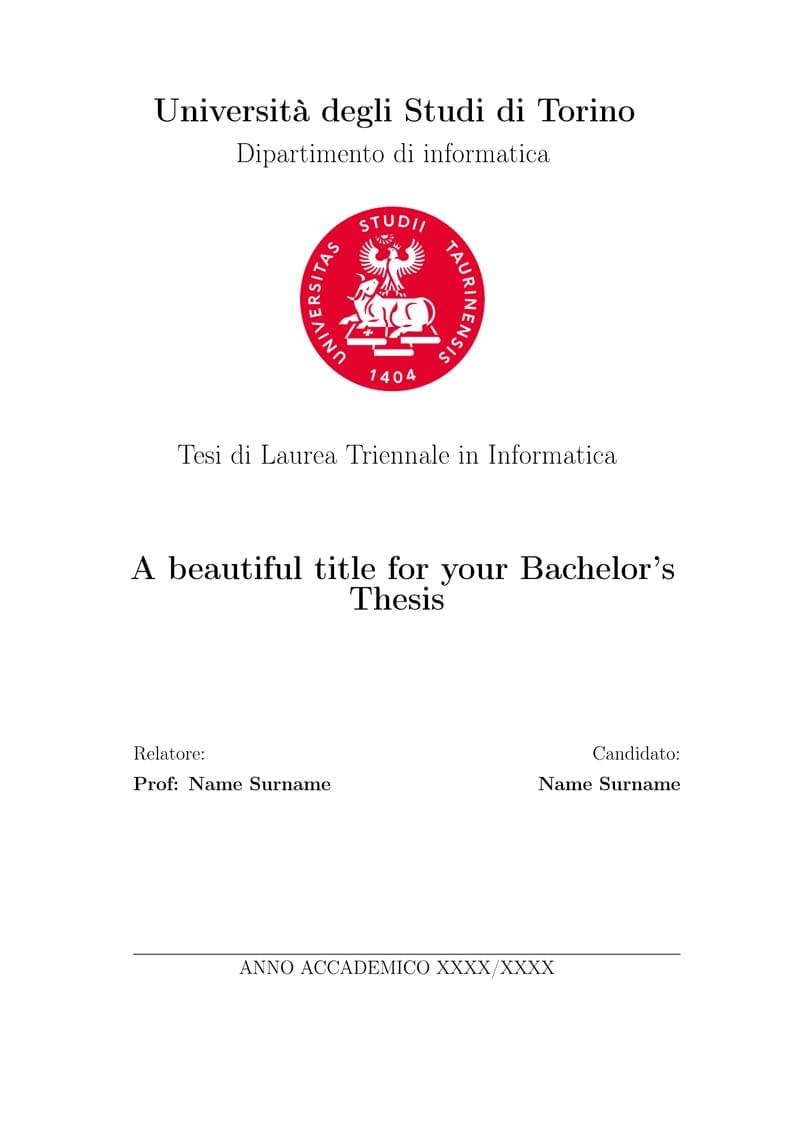 Template bachelor's thesis in Computer Science University of Turin