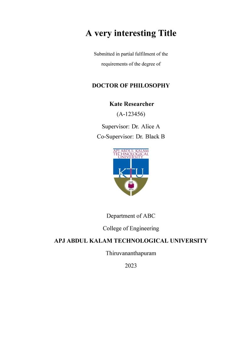 KTU PhD Thesis Template