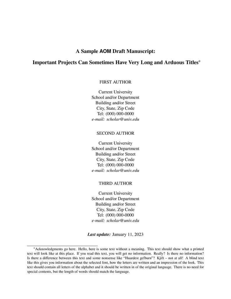 Academy of Management journal submission template