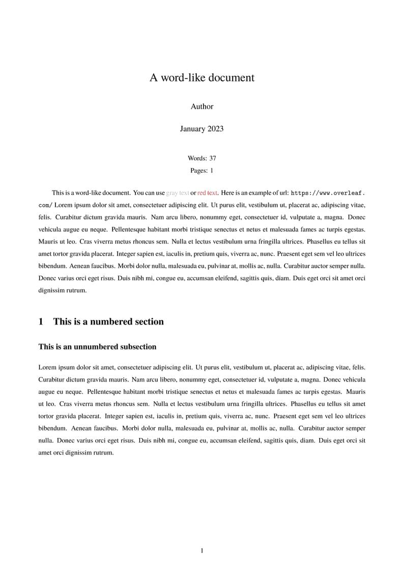 Microsoft Word-like document