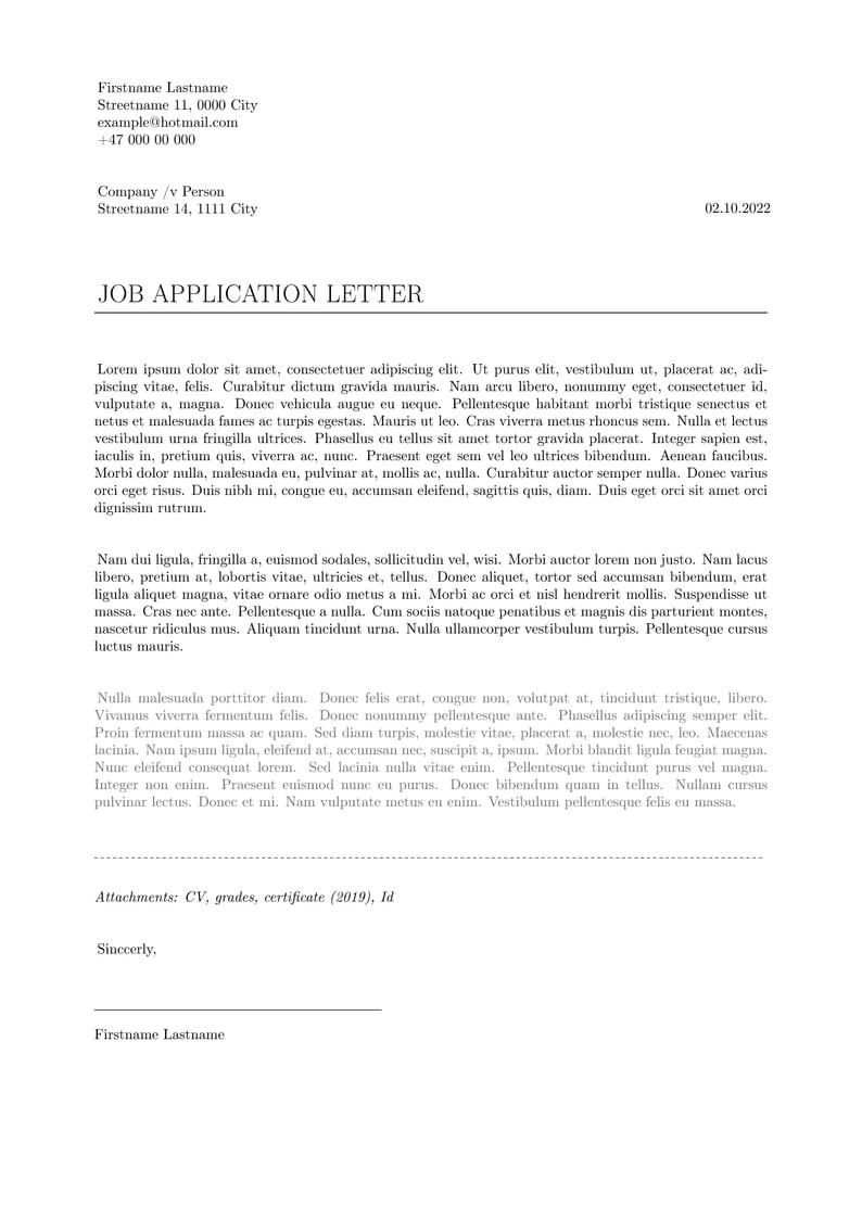 Job Application letter