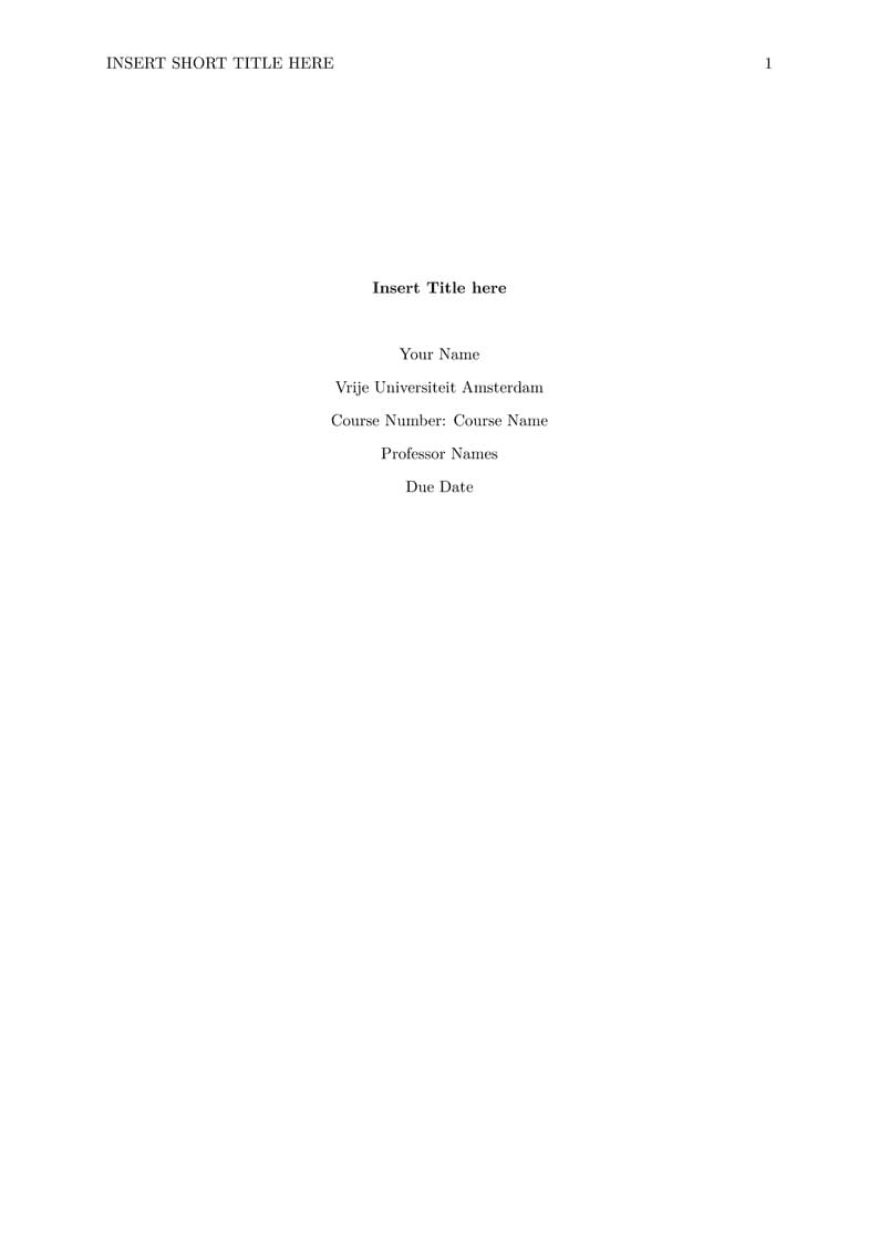 VU Social Sciences APA7 Paper Template