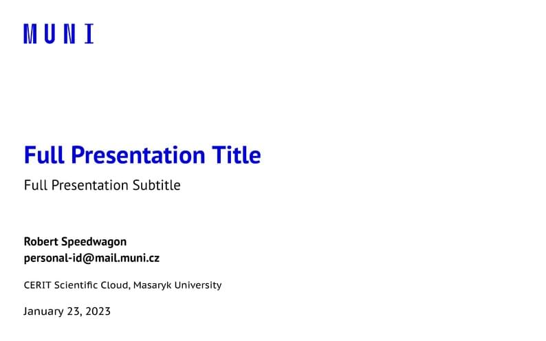 A Beamer Theme for CERIT at the Masaryk University in Brno