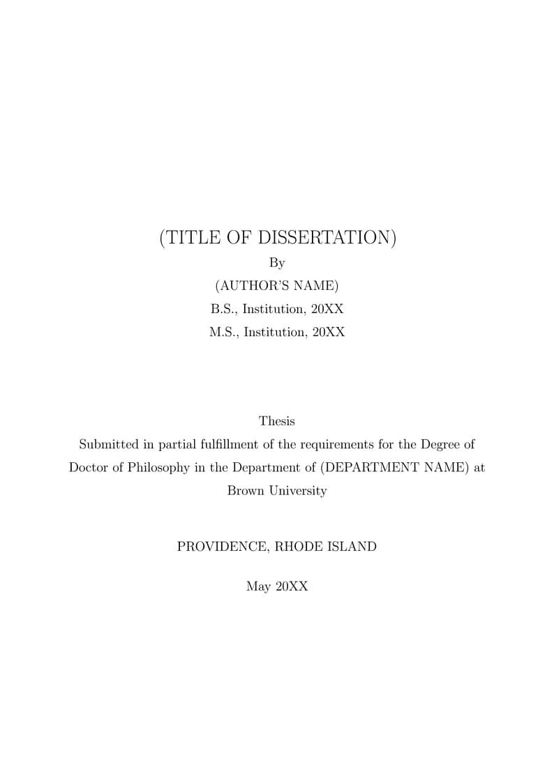 Brown University PhD Dissertation LaTeX Template